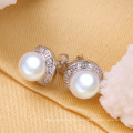 8-9mm AAA Freshwater 925 Silver Button Pearl Earrings